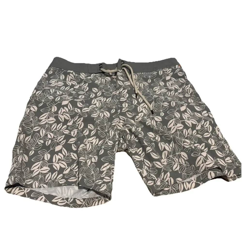 Men's Faherty Classic Board Shorts Avellanas Print Sage Green Size 29 7